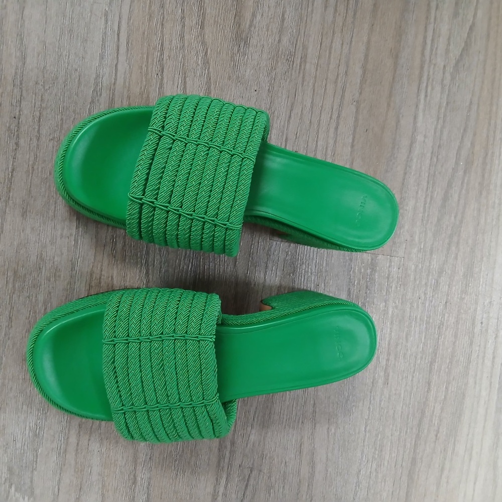 DSW Green Platform Slide Sandals
